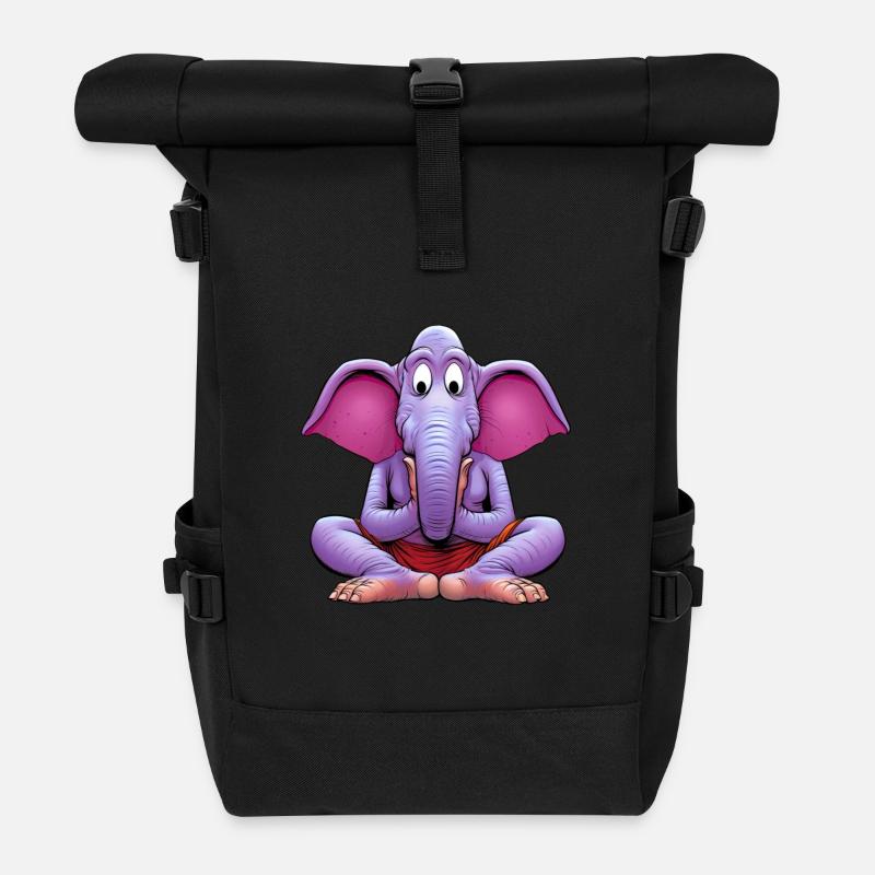 Elefant Yogi - Rolltop Rucksack - Schwarz