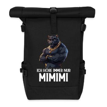 I always listen to Mimimi Jaguar - Roll Top Backpack - black - Front