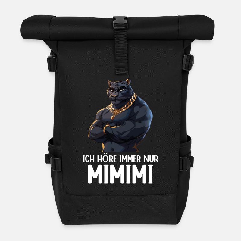 Schwarzer Panter Ich höre immer nur Mimimi Jaguar - Rolltop Rucksack - Schwarz