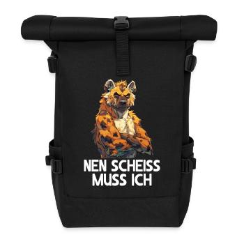 Hyäne Wild Afrika Wildnis Nen scheiss muss ich - Rolltop Rucksack - Schwarz - Vorne