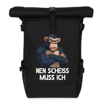 Schimpanse Affe Primat Nen scheiss muss ich - Rolltop Rucksack - Schwarz - Vorne