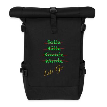 Let‘s Go - Rolltop Rucksack - Schwarz - Vorne