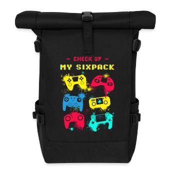 Gamer Gaming Sixpack - Rolltop Rucksack - Schwarz - Vorne