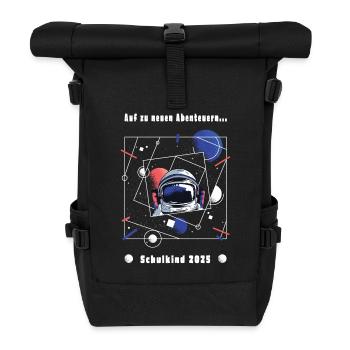 Schulkind 2025 - Astronaut -Auf zu neuen Abenteuer - Rolltop Rucksack - Schwarz - Vorne