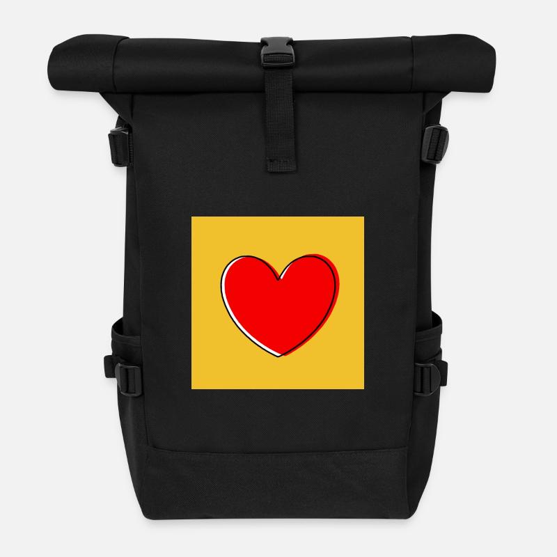 Valentinstag Rotes Herz, Valentinstag - Rolltop Rucksack - Schwarz