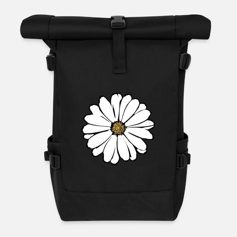 Blume weiß weiße Blumen Sommer Hippie Geschenkidee - Rolltop Rucksack - Schwarz