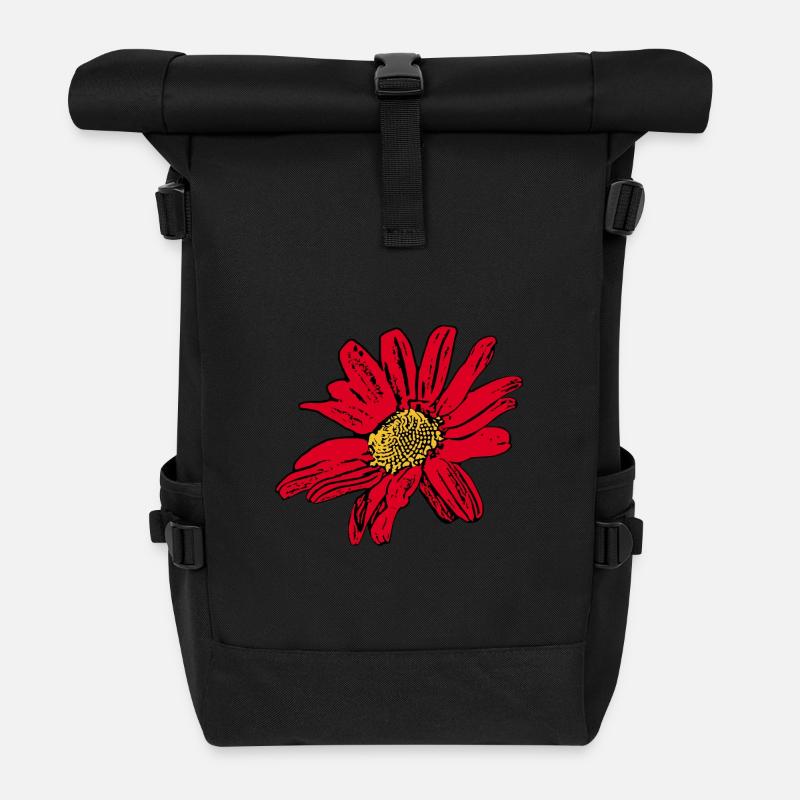 Blume rot rote Blume Blumen rot rote Blumen - Rolltop Rucksack - Schwarz