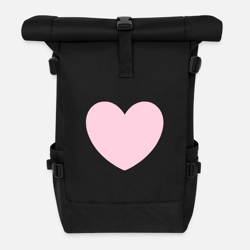 rosarotes Herz Herz rosa Geschenk Valentinstag - Rolltop Rucksack - Schwarz