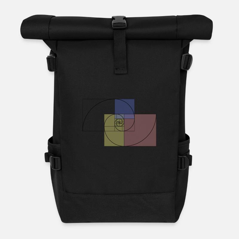 goldene Spirale - Rolltop Rucksack - Schwarz