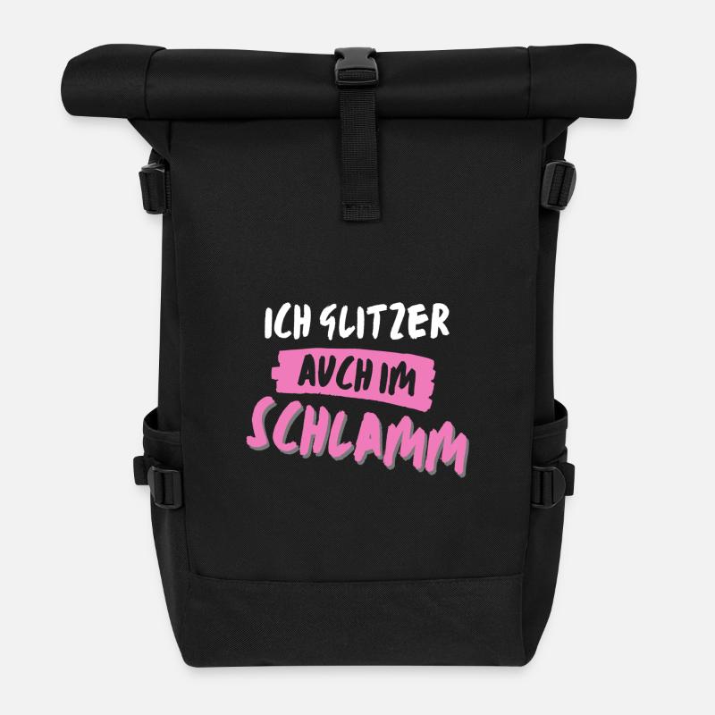 muddy run glitzer im schlamm Team Frauenlauf mud - Rolltop Rucksack - Schwarz