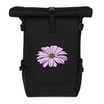 Flower pastel flower flowers pastel flowers lilac - Roll Top Backpack - black - Front