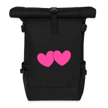 Valentines Pink Heart, Valentine's Day - Roll Top Backpack - black - Front