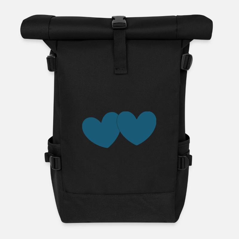 blaues Herz 2 Herzen Valentinstag - Rolltop Rucksack - Schwarz