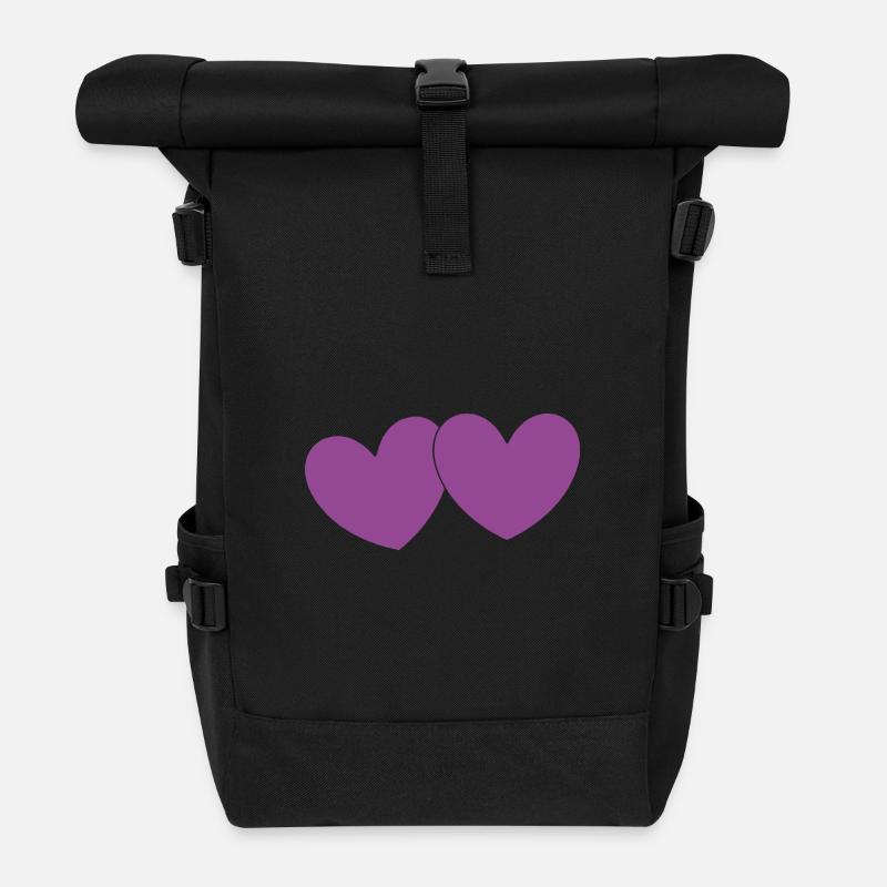 Valentinstag Herz violett Paare - Rolltop Rucksack - Schwarz