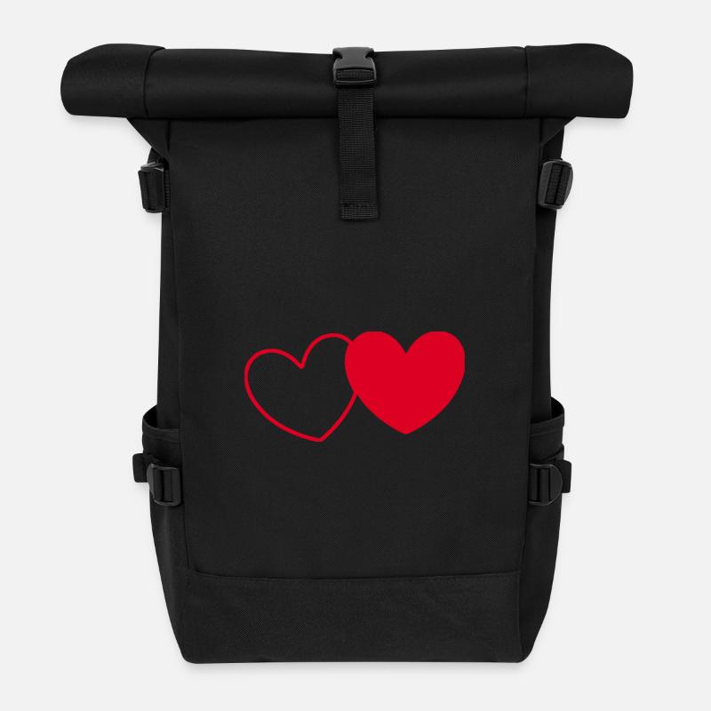 rotes Herz rot Herzen rot Herz Geschenk Muttertag - Rolltop Rucksack - Schwarz