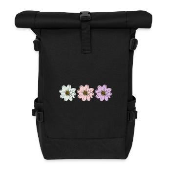 Blume pastell Blume Blumen pastell Blumen flieder - Rolltop Rucksack - Schwarz - Vorne