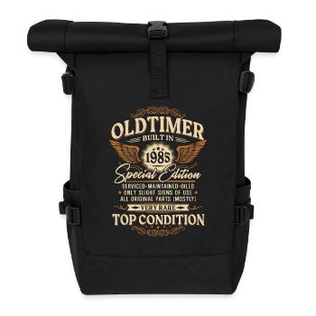 Oldtimer 1985 Jahrgang geboren Geburtstag Geschenk - Rolltop Rucksack - Schwarz - Vorne