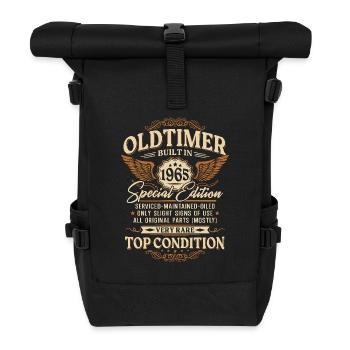 Oldtimer 1965 Jahrgang geboren Geburtstag Geschenk - Rolltop Rucksack - Schwarz - Vorne