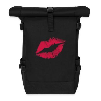 Kiss lips lipstick kiss mouth kisses - Roll Top Backpack - black - Front