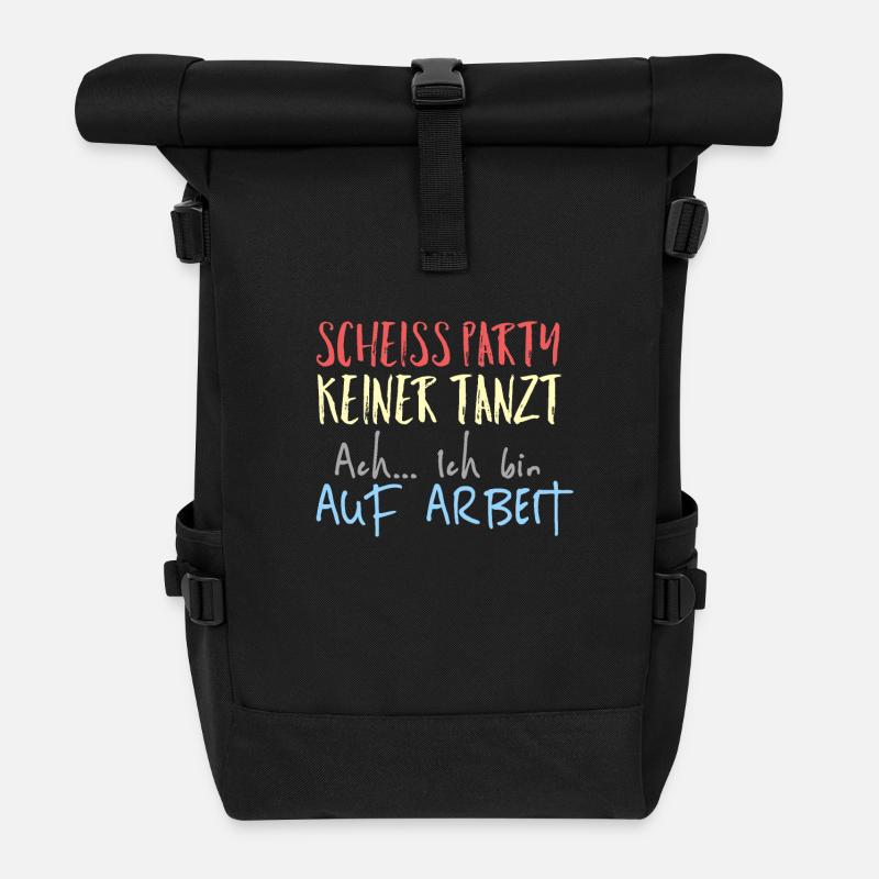 Arbeit lustiger Spruch - Rolltop Rucksack - Schwarz