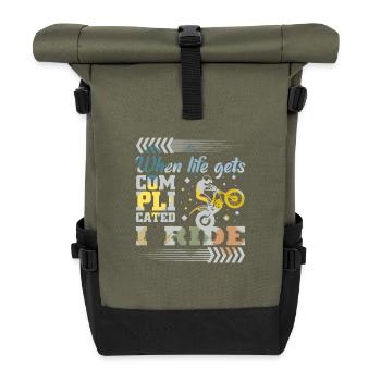 Trial bike saying - Roll Top Backpack - olive/black - Front