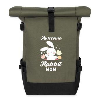 rabbit mom cute - Roll Top Backpack - olive/black - Front
