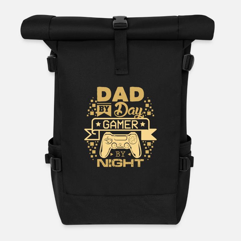 Gamer Dad - Rolltop Rucksack - Schwarz
