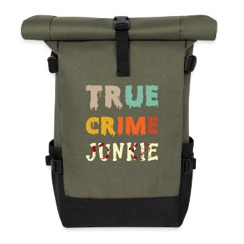 True Crime Junkie - Rolltop Rucksack - Olive/Schwarz - Vorne