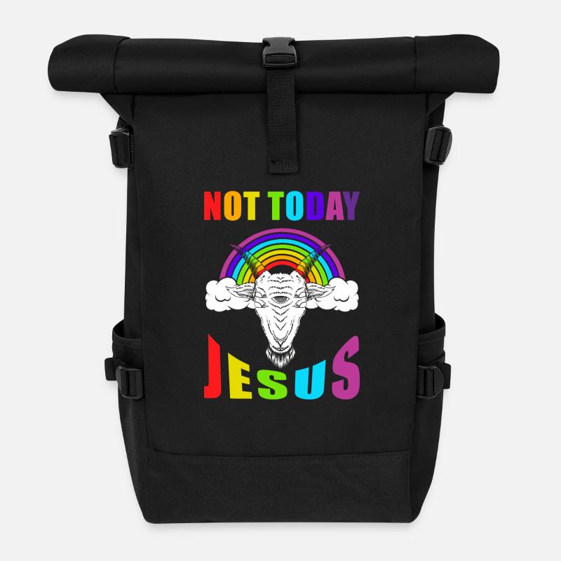 Not today Jesus - Rolltop Rucksack - Schwarz