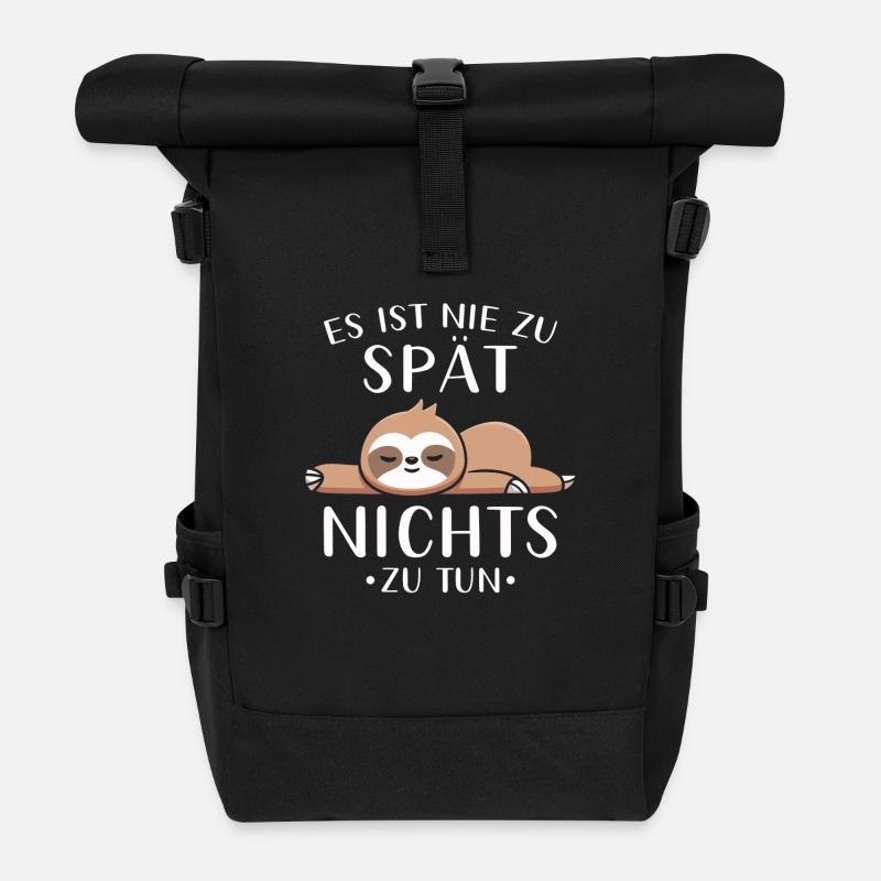 Faultier Geschenk Faultier Sprüche - Rolltop Rucksack - Schwarz