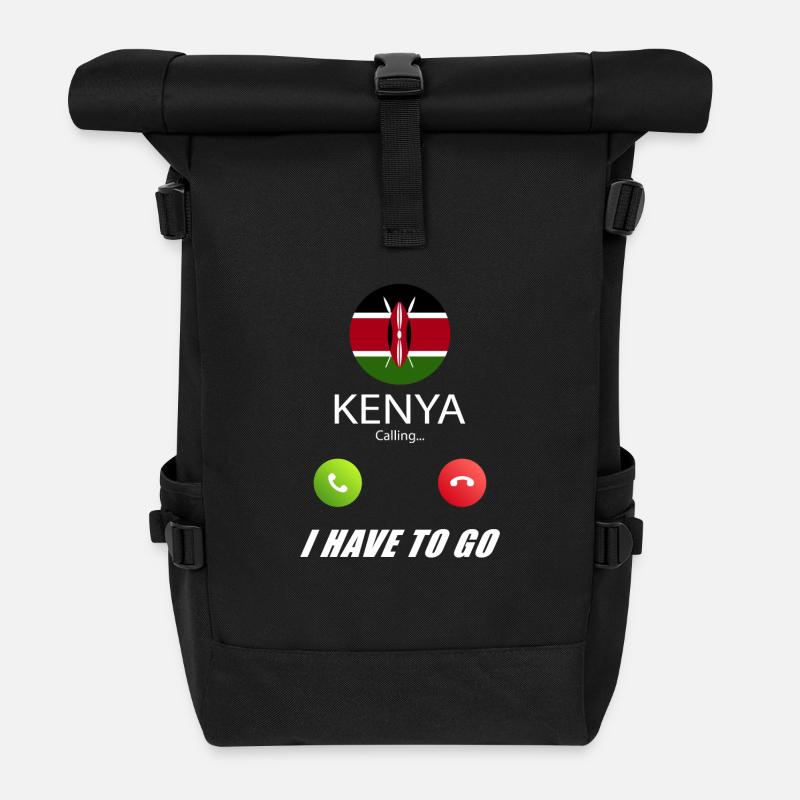 Kenya ruft an Lusiger Flaggen Spruch - Rolltop Rucksack - Schwarz