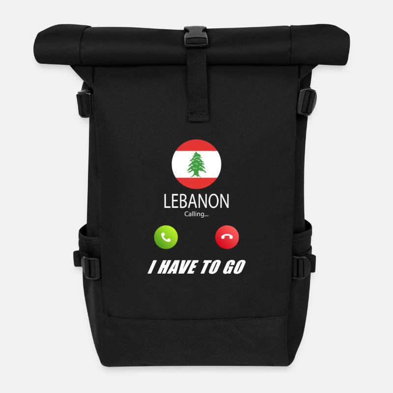 Libanon ruft an Lusiger Flaggen Spruch - Rolltop Rucksack - Schwarz