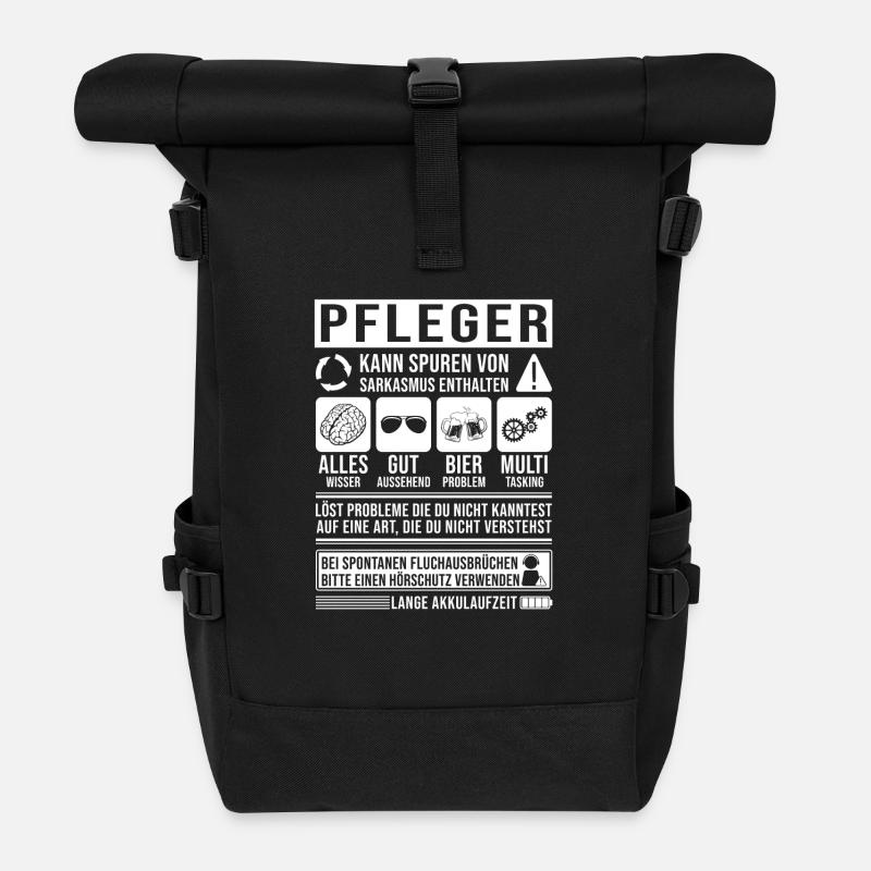 Pfleger Spruch lustig - Rolltop Rucksack - Schwarz