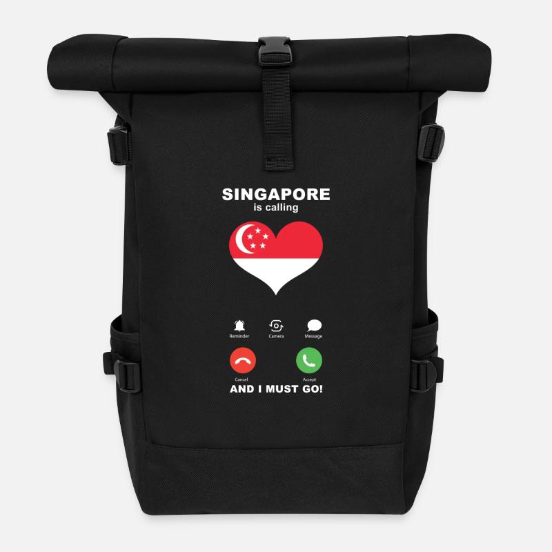 Singapur is calling Singapur Herz Souvenir - Rolltop Rucksack - Schwarz