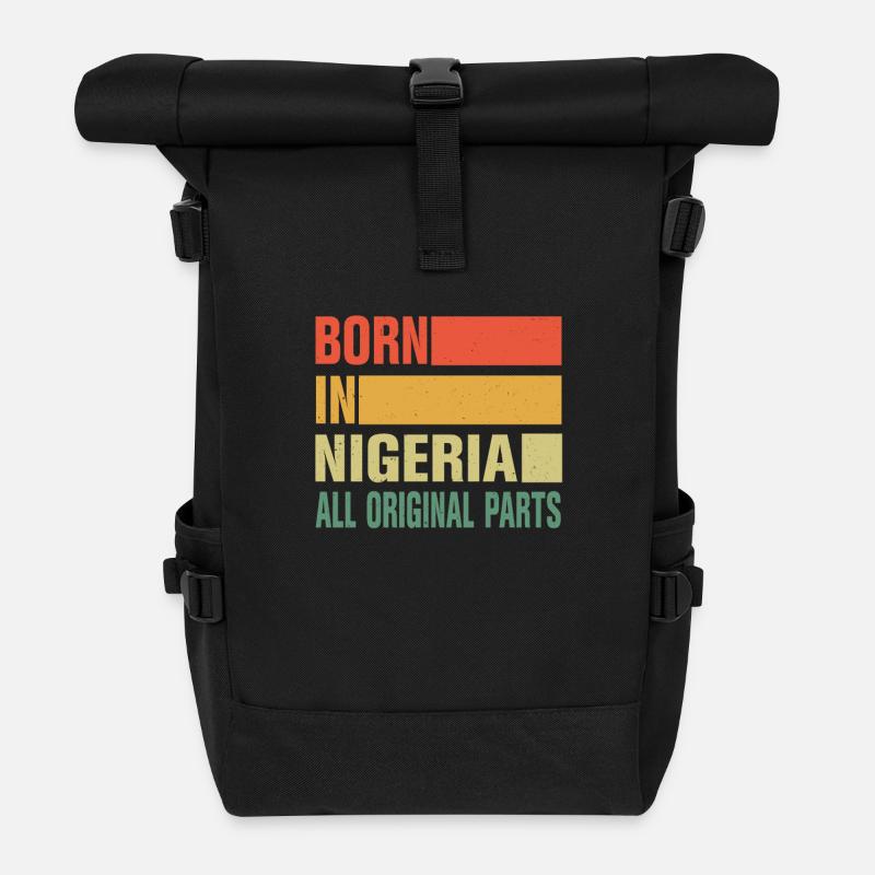 Born in Nigeria - Roll Top Backpack - black