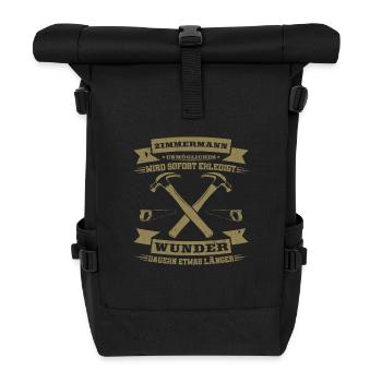 Zimmermann Unmögliches wird sofort erledigt - Rolltop Rucksack - Schwarz - Vorne