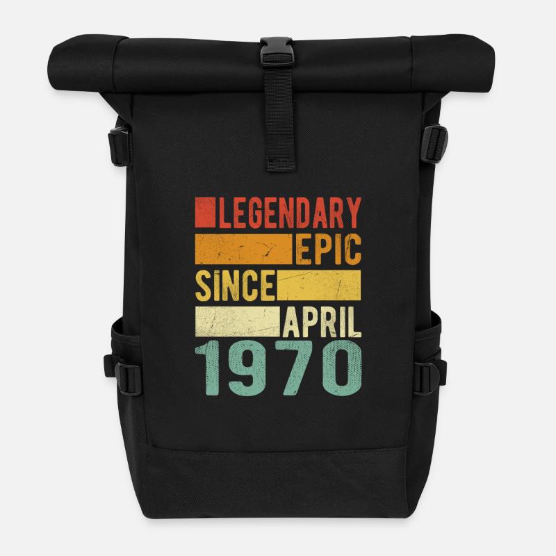 Geburtstag April 1970 Legendär Episch - Rolltop Rucksack - Schwarz