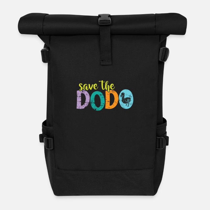 Save the Dodo Vogel aus Mauritius - Rolltop Rucksack - Schwarz