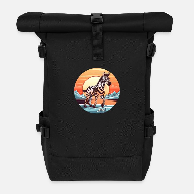 Zebra Sunset - Rolltop Rucksack - Schwarz
