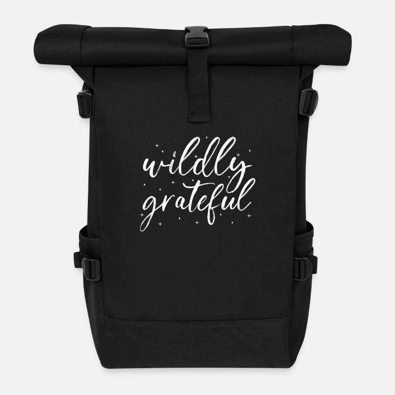 Achtsamkeit Spruch Unendlich dankbar - Rolltop Rucksack - Schwarz