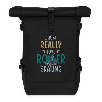 Rollschuhe Rollschuhlaufen Spruch - Rolltop Rucksack - Schwarz - Vorne