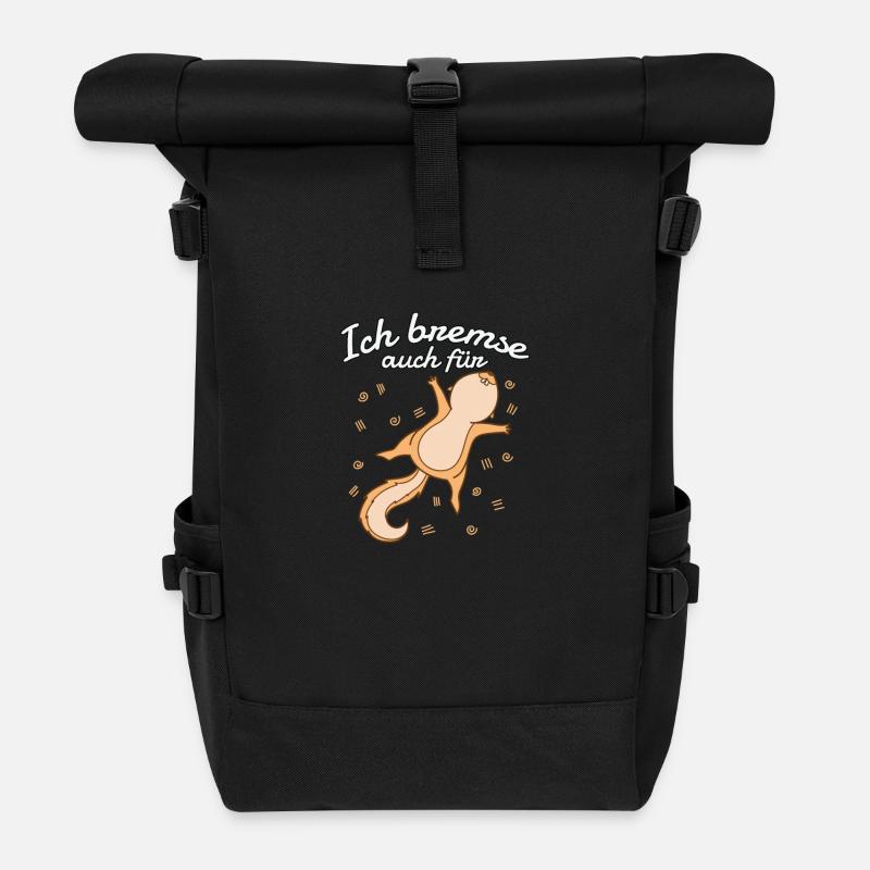 Ich bremse auch für Tiere Eichhörnchen - Rolltop Rucksack - Schwarz