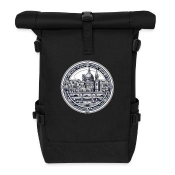Historisches Valletta: Hafenansicht und - Rolltop Rucksack - Schwarz - Vorne