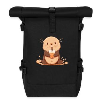 Kawaii Loutre Boissons Boba Bubble Tea Chibi - Sac à dos roll top - noir - Devant