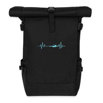 Herzschlaglinie Schwimmen Sport - Rolltop Rucksack - Schwarz - Vorne