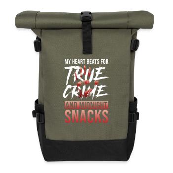 True Crime Addicted - Roll Top Backpack - olive/black - Front
