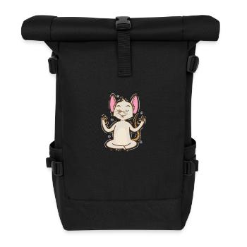 Mouse Meditating Pet Cheese - Roll Top Backpack - black - Front