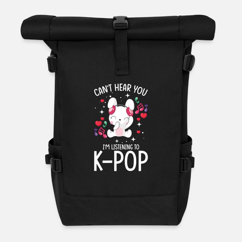 Je ne t’entends pas, j’écoute de la K-Pop - Sac à dos roll top - noir