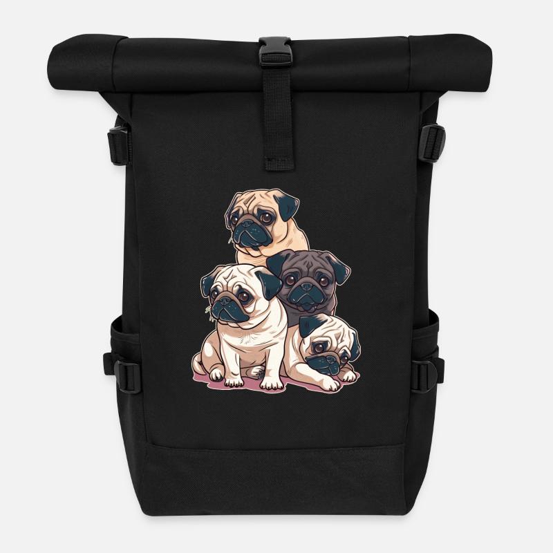 Mops Stapel - Rolltop Rucksack - Schwarz