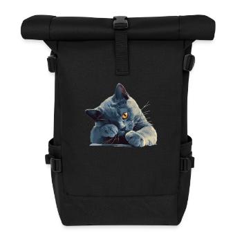 Russian Blue Cat Russisch Blau Katze - Roll Top Backpack - black - Front